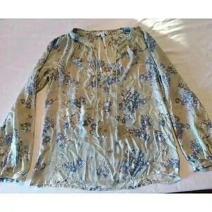Lucky brand Xs Green Boho Floral Top